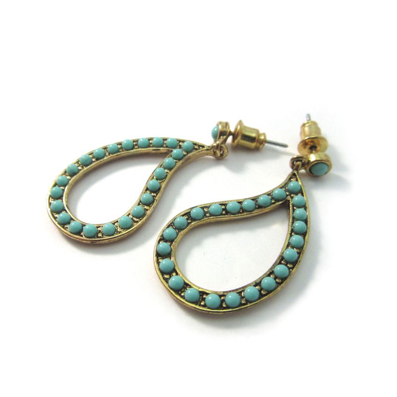Gold plated Open Drop Dangles with Turquoise